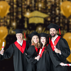 Aperturee - Sparkling Gold Balloon Bokeh Graduation Photo Backdrop