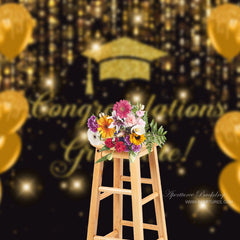 Aperturee - Sparkling Gold Balloon Bokeh Graduation Photo Backdrop