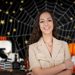 Aperturee - Spider Net Black Night With Star Halloween Backdrop