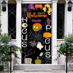 Aperturee - Spider Wab Ghosts Witch Black Halloween Door Cover