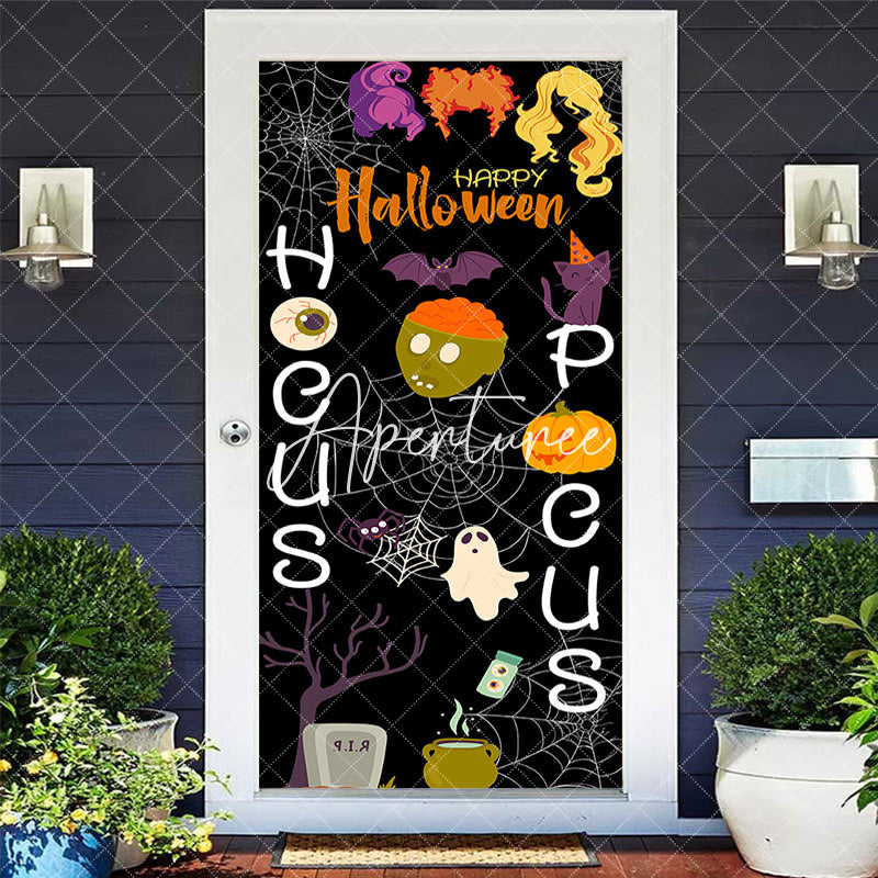 Aperturee - Spider Wab Ghosts Witch Black Halloween Door Cover