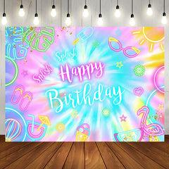 Aperturee - Splash Colorful Neon Stuff Happy Birthday Backdrop