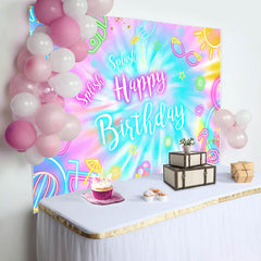 Aperturee - Splash Colorful Neon Stuff Happy Birthday Backdrop