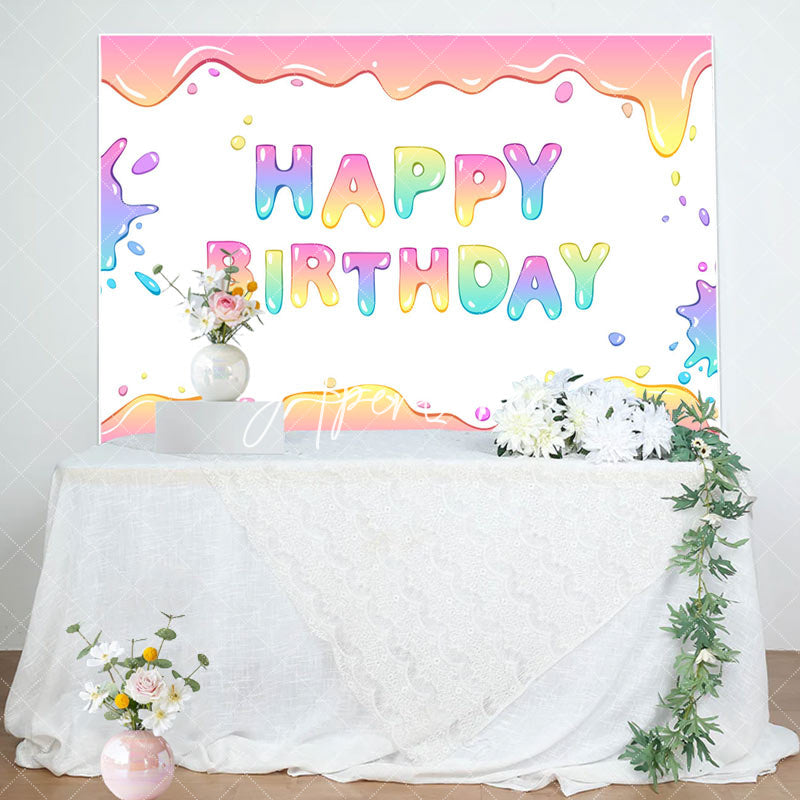 Aperturee - Splashing Colorful Water Happy Birthday Backdrop