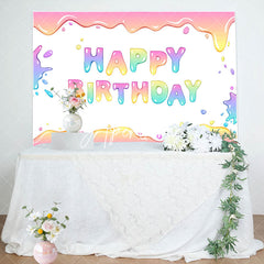 Aperturee - Splashing Colorful Water Happy Birthday Backdrop