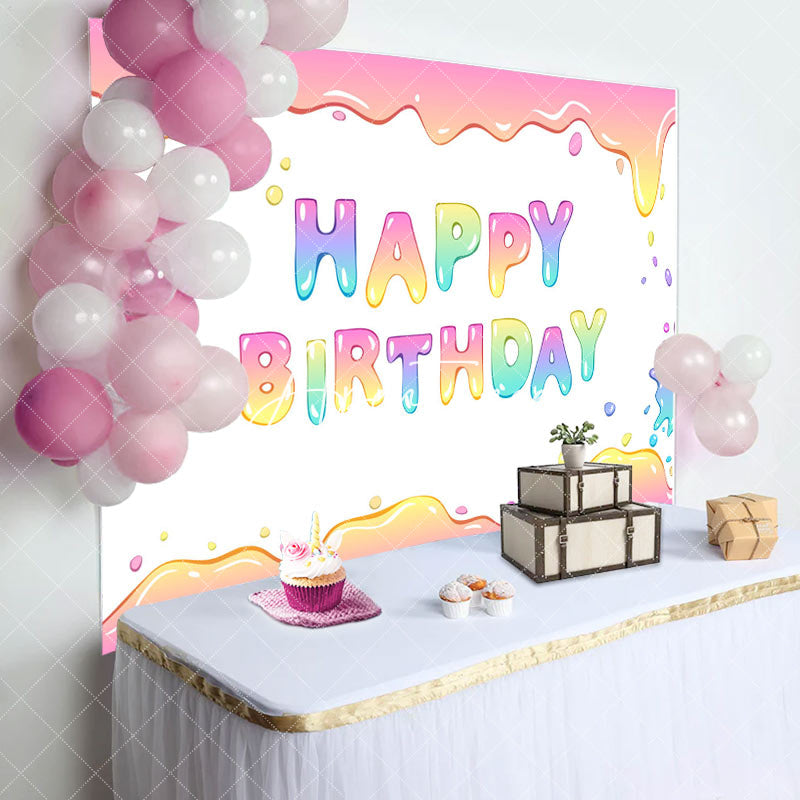 Aperturee - Splashing Colorful Water Happy Birthday Backdrop