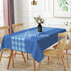 Aperturee - Splicing Dark Blue Checkered Rectangle Tablecloth