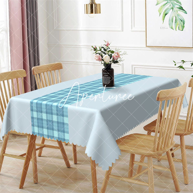 Aperturee - Splicing Grey Green Checkered Rectangle Tablecloth