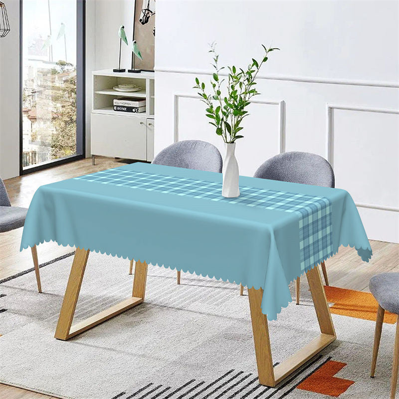 Aperturee - Splicing Modern Green Checkered Rectangle Tablecloth