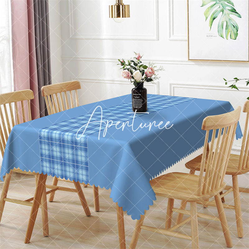 Aperturee - Splicing Retro Blue Checkered Rectangle Tablecloth