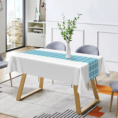 Aperturee - Splicing White Green Checkered Rectangle Tablecloth