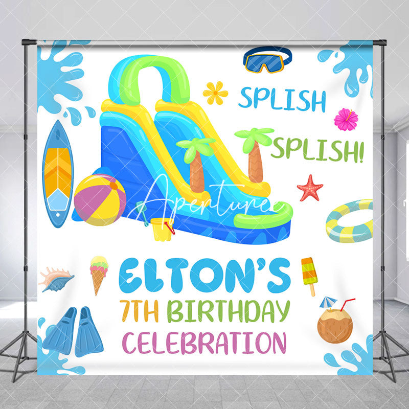 Aperturee - Splish Pool Custom Celebrates 7th Birthday Backdrop