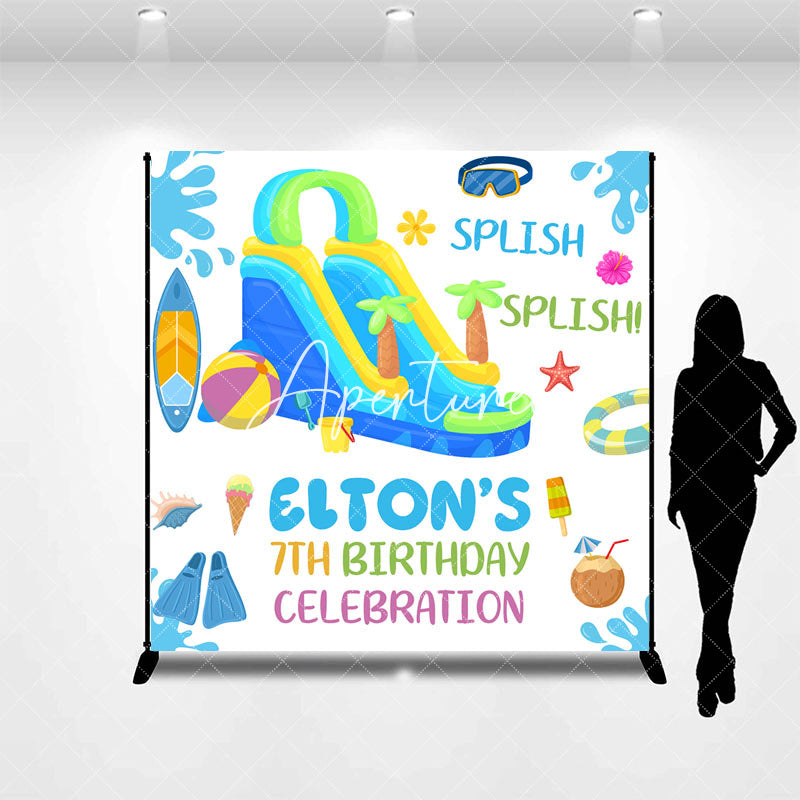 Aperturee - Splish Pool Custom Celebrates 7th Birthday Backdrop