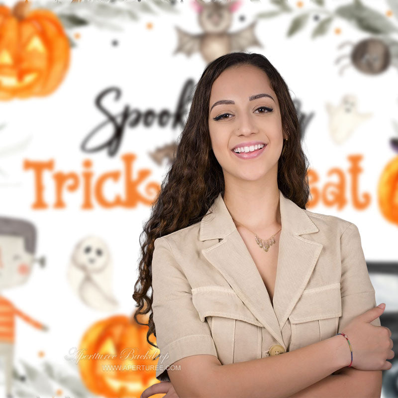 Aperturee - Spooktacular Trick Or Treat Ghost Halloween Backdrop