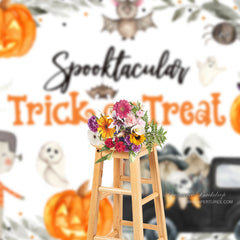 Aperturee - Spooktacular Trick Or Treat Ghost Halloween Backdrop