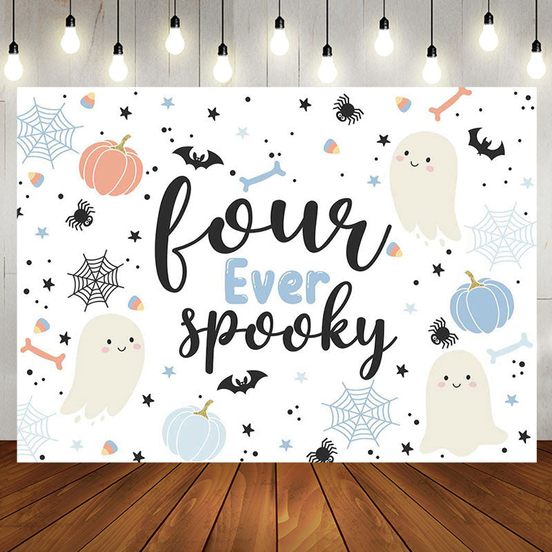 Aperturee - Spooky Boo Halloween 4th Birthday Backdrop For Boy