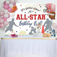 Aperturee - Sports Balls Lawn All Star Birthday Bash Backdrop