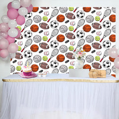 Aperturee - Sports Balls Pattern Baby Shower Backdrop For Boy