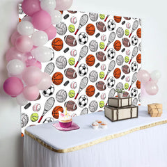 Aperturee - Sports Balls Pattern Baby Shower Backdrop For Boy