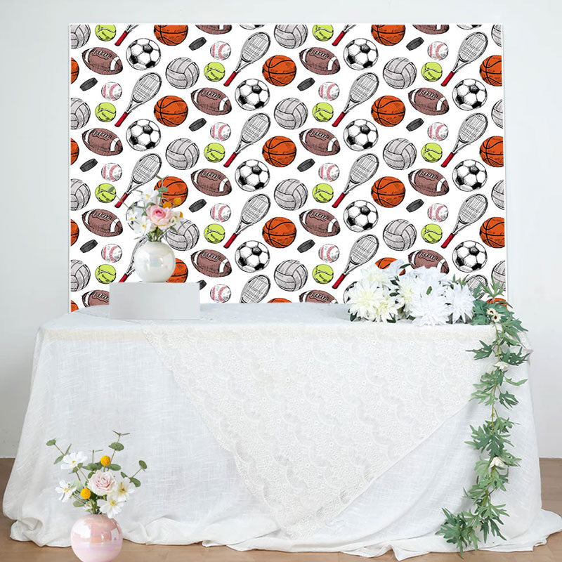 Aperturee - Sports Balls Pattern Baby Shower Backdrop For Boy