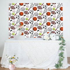 Aperturee - Sports Balls Pattern Baby Shower Backdrop For Boy