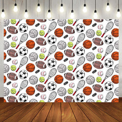 Aperturee - Sports Balls Pattern Baby Shower Backdrop For Boy