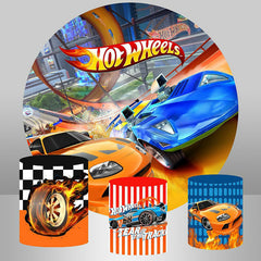 Aperturee Sports Car Round Backdrop Kit For Birthday Party