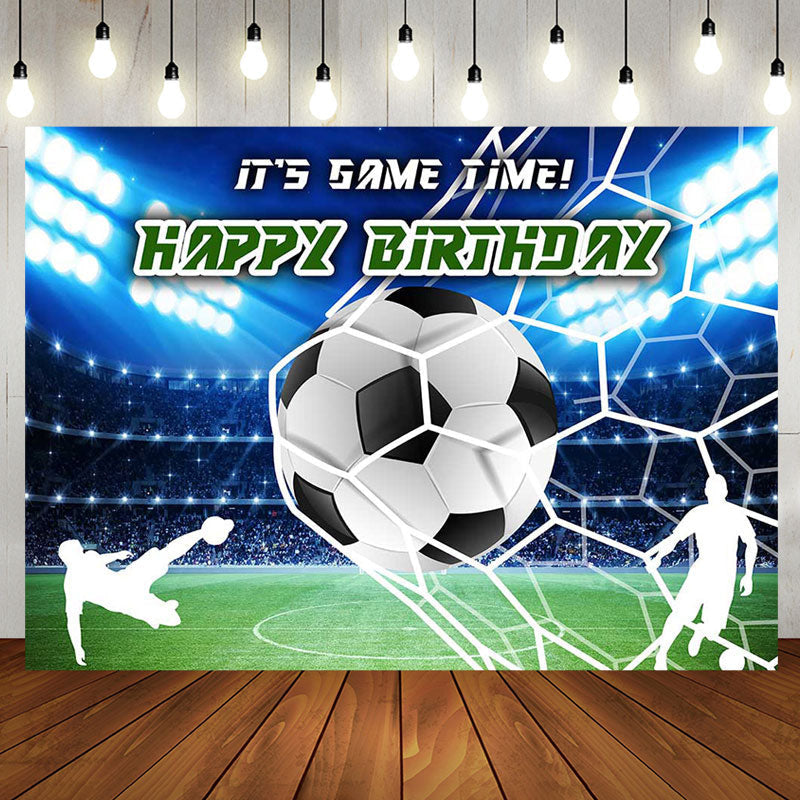 Aperturee - Spotlight Football Field Happy Birthday Backdrop