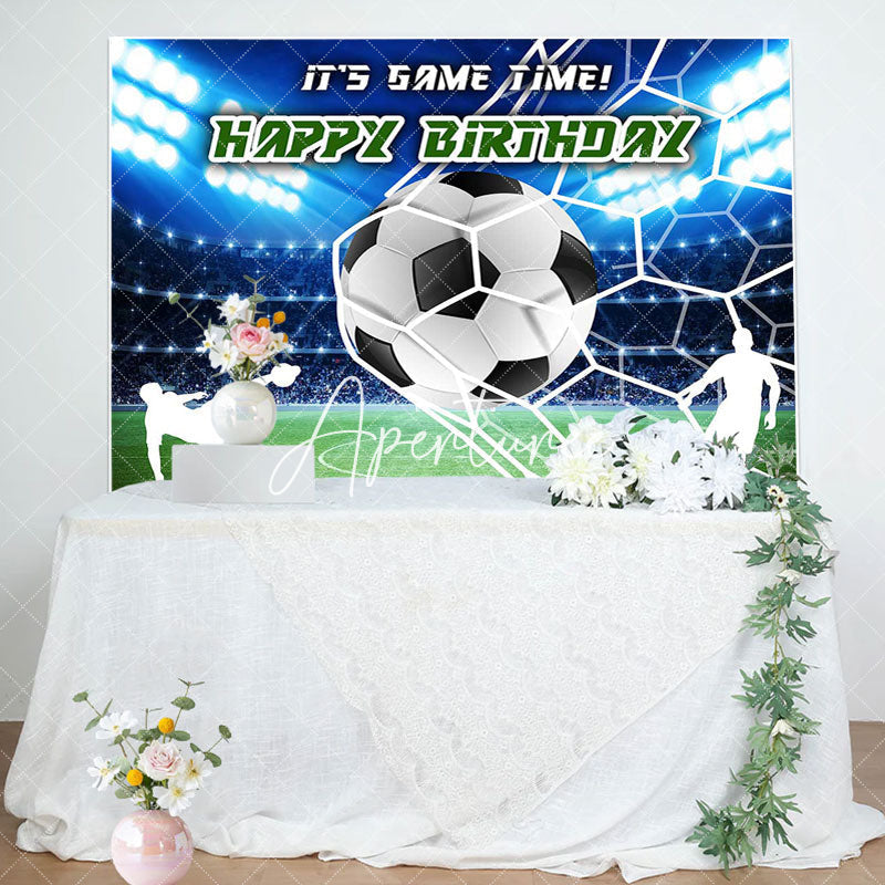 Aperturee - Spotlight Football Field Happy Birthday Backdrop