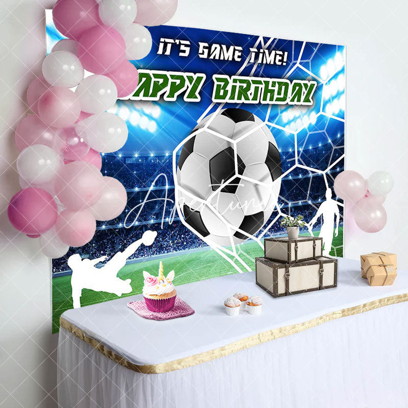 Aperturee - Spotlight Football Field Happy Birthday Backdrop