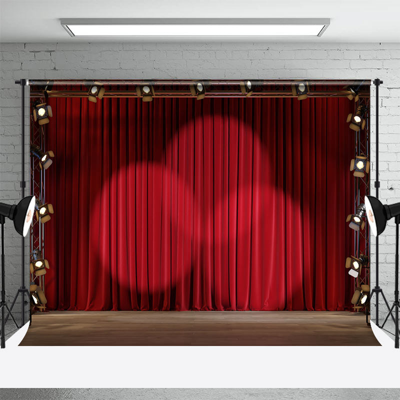 Aperturee - Spotlight Red Curtain Stage Backdrop For Photography