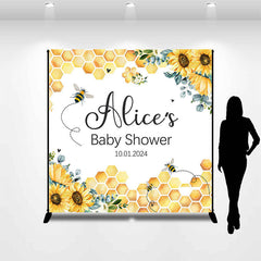 Aperturee - Spring Bee Custom Name Baby Shower Backdrop