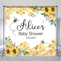 Aperturee - Spring Bee Custom Name Baby Shower Backdrop