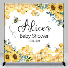 Aperturee - Spring Bee Custom Name Baby Shower Backdrop