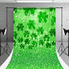 Aperturee - Spring Clover Green Glitter Photo Sweep Backdrop