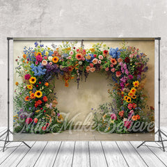 Aperturee - Spring Colorful Floral Arch Wall Photography Backdrop