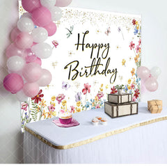 Aperturee - Spring Colorful Floral Backdrop For Birthday Party