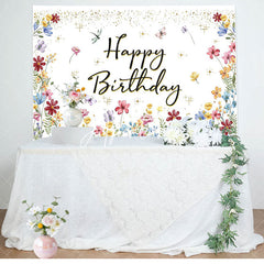 Aperturee - Spring Colorful Floral Backdrop For Birthday Party