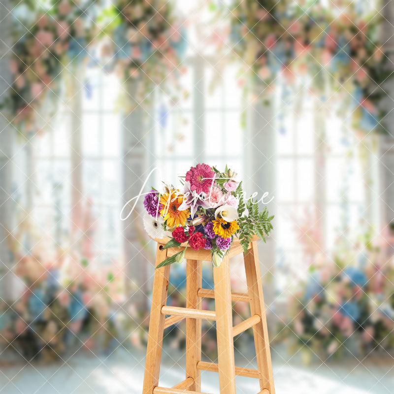 Aperturee - Spring Colorful Floral Window Backdrop For Wedding