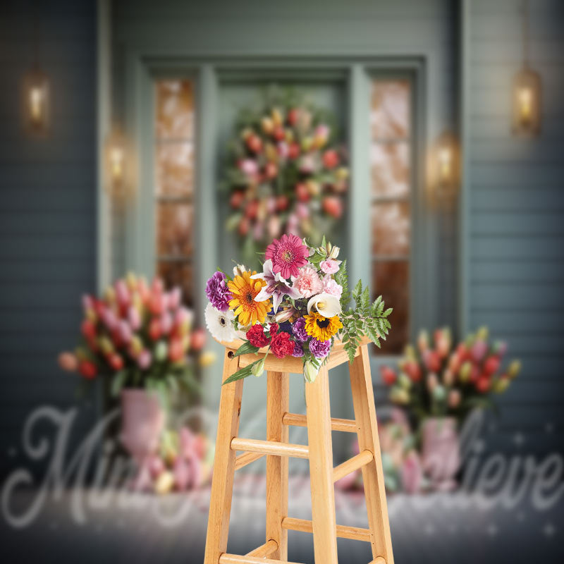 Aperturee - Spring Door And Window Backdrop Flowers Decorated