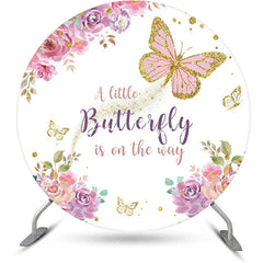 Aperturee - Spring Floral Butterfly Round Baby Shower Backdrop