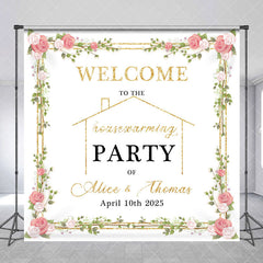 Aperturee - Spring Floral Custom Name Housewarming Party Bakdrop