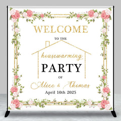 Aperturee - Spring Floral Custom Name Housewarming Party Bakdrop