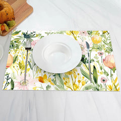 Aperturee - Spring Floral Greenery Dining Set Of 4 Placemats