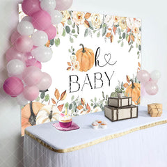 Aperturee - Spring Floral Leaves Pumpkins Baby Shower Backdrop