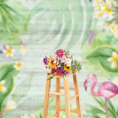 Aperturee - Spring Floral Monstera Wooden Wall Photo Backdrop