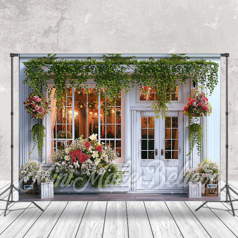 Aperturee - Spring Flower Store Doors And Windows Photo Backdrop