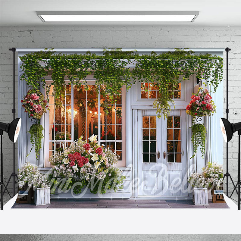 Aperturee - Spring Flower Store Doors And Windows Photo Backdrop