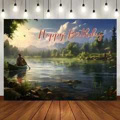 Aperturee - Spring Forest Boating Lake Happy Birthday Backdrop