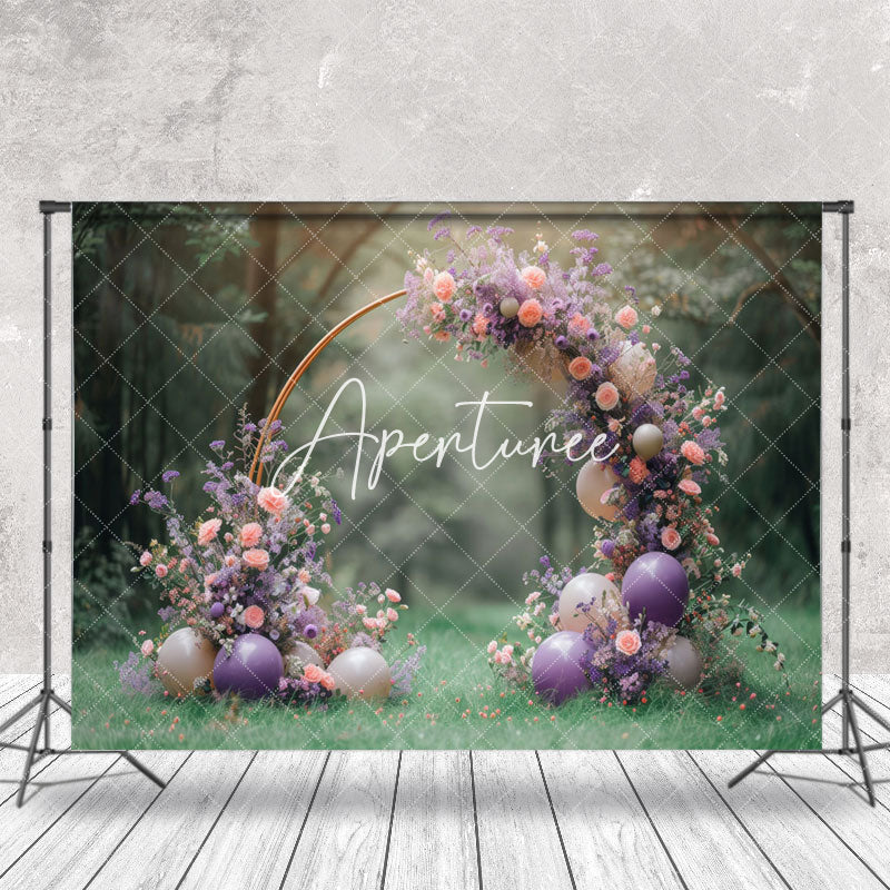 Aperturee - Spring Forest Floral Arch Balloons Wedding Backdrop